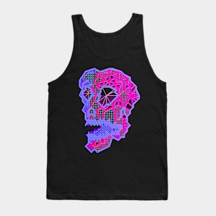 Skull Dark Teal and Dark Magenta Tank Top